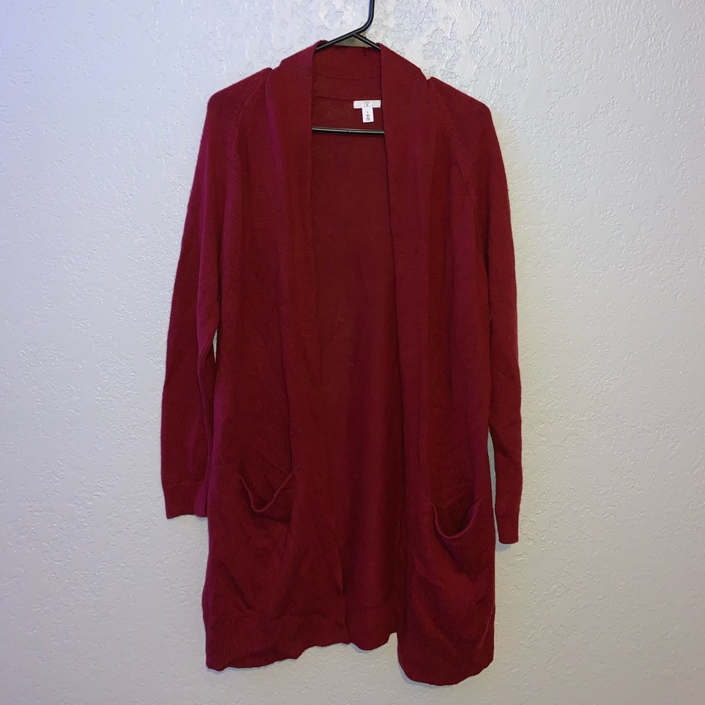 Red long cardigan